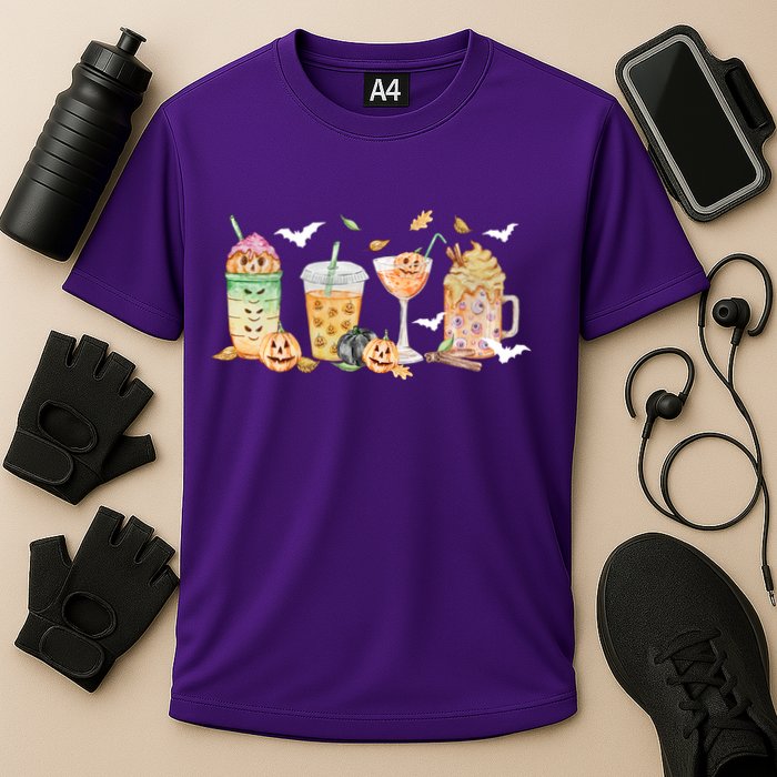 Halloween Coffee Latte Lover Cooling Performance Crew T-Shirt