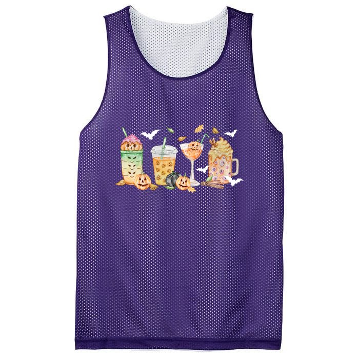 Halloween Coffee Latte Lover Mesh Reversible Basketball Jersey Tank