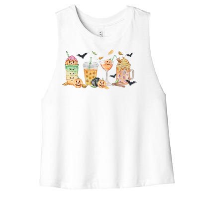 Halloween Coffee Latte Lover Women's Racerback Cropped Tank