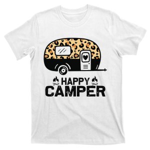 Happy Camper Leopard Funny Matching Camping Crew T-Shirt