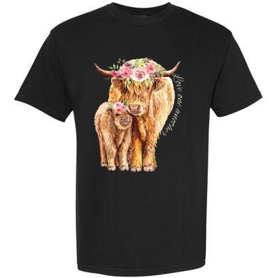 Highland Cattle Lover Cow Calf Farm Love One Another Cute Garment-Dyed Heavyweight T-Shirt