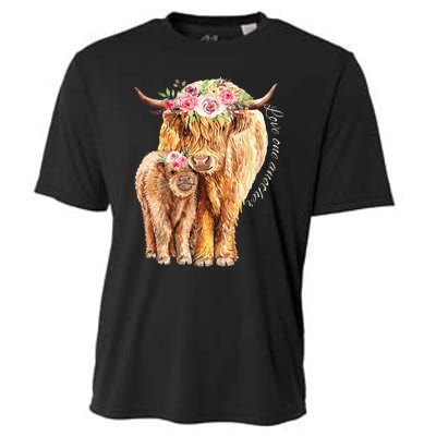 Highland Cattle Lover Cow Calf Farm Love One Another Cute Cooling Performance Crew T-Shirt