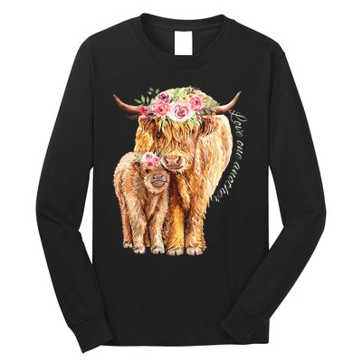 Highland Cattle Lover Cow Calf Farm Love One Another Cute Long Sleeve Shirt