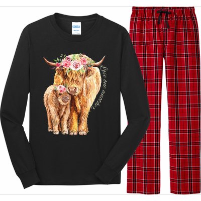 Highland Cattle Lover Cow Calf Farm Love One Another Cute Long Sleeve Pajama Set