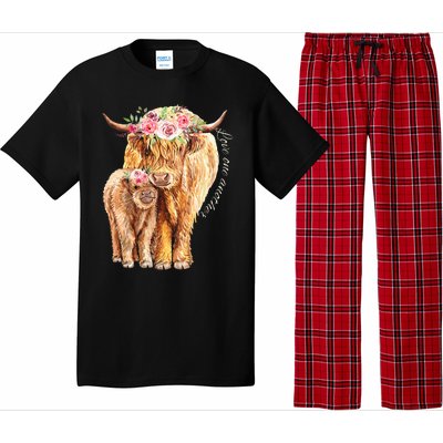 Highland Cattle Lover Cow Calf Farm Love One Another Cute Pajama Set