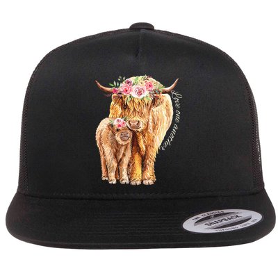 Highland Cattle Lover Cow Calf Farm Love One Another Cute Flatbill Hat