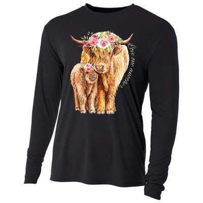 Highland Cattle Lover Cow Calf Farm Love One Another Cute Cooling Performance Long Sleeve Crew