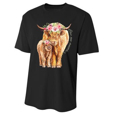 Highland Cattle Lover Cow Calf Farm Love One Another Cute Performance Sprint T-Shirt