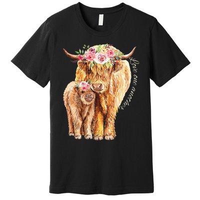 Highland Cattle Lover Cow Calf Farm Love One Another Cute Premium T-Shirt