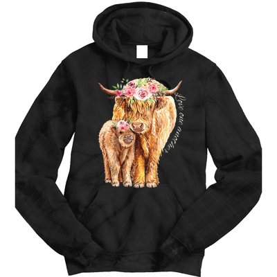 Highland Cattle Lover Cow Calf Farm Love One Another Cute Tie Dye Hoodie