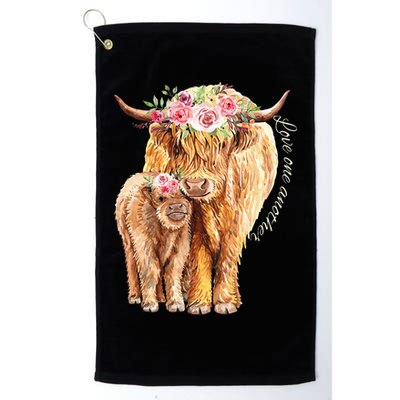 Highland Cattle Lover Cow Calf Farm Love One Another Cute Golf Towel
