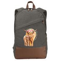 Highland Cattle Lover Cow Calf Farm Love One Another Cute Cotton Canvas Backpack