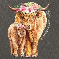 Highland Cattle Lover Cow Calf Farm Love One Another Cute Cotton Canvas Backpack