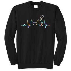 Heartbeat Cat Lover Animal Silhouette Cute Cat Gift Sweatshirt