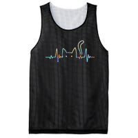 Heartbeat Cat Lover Animal Silhouette Cute Cat Gift Mesh Reversible Basketball Jersey Tank