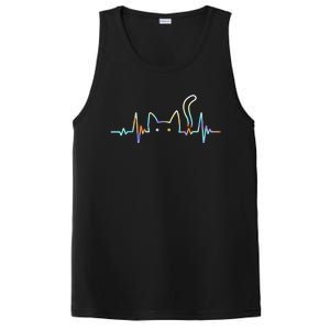 Heartbeat Cat Lover Animal Silhouette Cute Cat Gift PosiCharge Competitor Tank