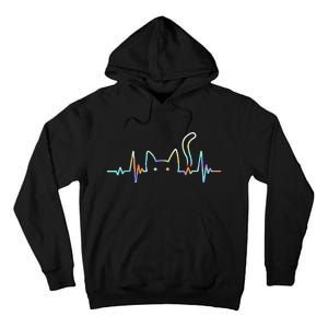 Heartbeat Cat Lover Animal Silhouette Cute Cat Gift Tall Hoodie