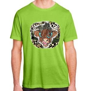 Highland Cow Leopard Bandana Glasses Western Country Gift Adult ChromaSoft Performance T-Shirt