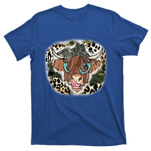 Highland Cow Leopard Bandana Glasses Western Country Gift T-Shirt