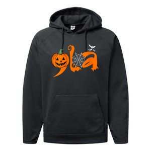 Halloween Comma La Kamala Harris 2024 Pumpkin Performance Fleece Hoodie