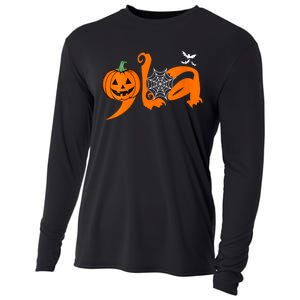 Halloween Comma La Kamala Harris 2024 Pumpkin Cooling Performance Long Sleeve Crew