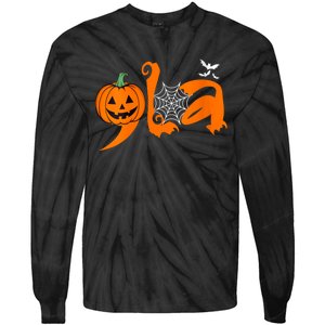 Halloween Comma La Kamala Harris 2024 Pumpkin Tie-Dye Long Sleeve Shirt