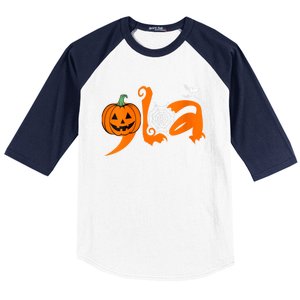 Halloween Comma La Kamala Harris 2024 Pumpkin Baseball Sleeve Shirt