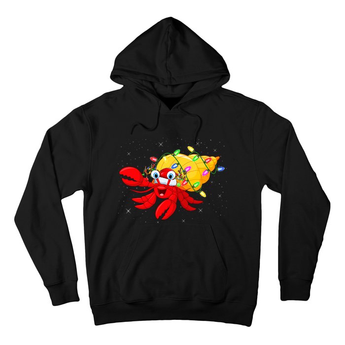 Hermit Crab Lover Xmas Lighting Santa Hermit Crab Christmas Hoodie