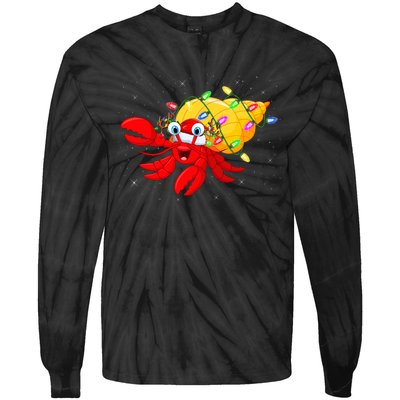 Hermit Crab Lover Xmas Lighting Santa Hermit Crab Christmas Tie-Dye Long Sleeve Shirt