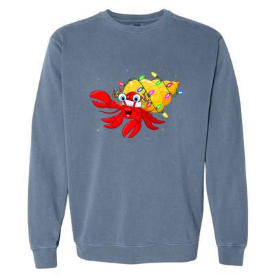 Hermit Crab Lover Xmas Lighting Santa Hermit Crab Christmas Garment-Dyed Sweatshirt