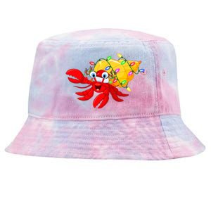 Hermit Crab Lover Xmas Lighting Santa Hermit Crab Christmas Tie-Dyed Bucket Hat