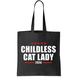 Hildless Cat Lady Ladies Is Voting Kamala 2024 Childless Cat Lady Tote Bag