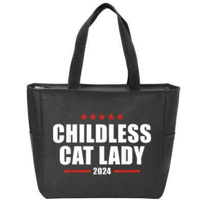 Hildless Cat Lady Ladies Is Voting Kamala 2024 Childless Cat Lady Zip Tote Bag