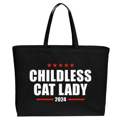 Hildless Cat Lady Ladies Is Voting Kamala 2024 Childless Cat Lady Cotton Canvas Jumbo Tote