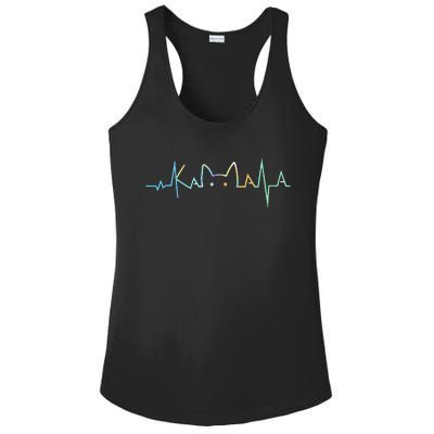 Heartbeat Cat Lover Animal Kamala Cute Cat Funny Gift Ladies PosiCharge Competitor Racerback Tank