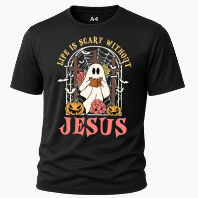 Halloween Christian Life Is Scary Without Jesus Lover Groovy Cute Gift Cooling Performance Crew T-Shirt