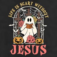 Halloween Christian Life Is Scary Without Jesus Lover Groovy Cute Gift Beanie