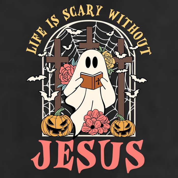 Halloween Christian Life Is Scary Without Jesus Lover Groovy Cute Gift Beanie