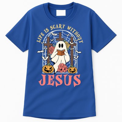 Halloween Christian Life Is Scary Without Jesus Lover Groovy Cute Gift Tall T-Shirt