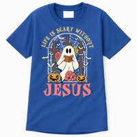 Halloween Christian Life Is Scary Without Jesus Lover Groovy Cute Gift Tall T-Shirt