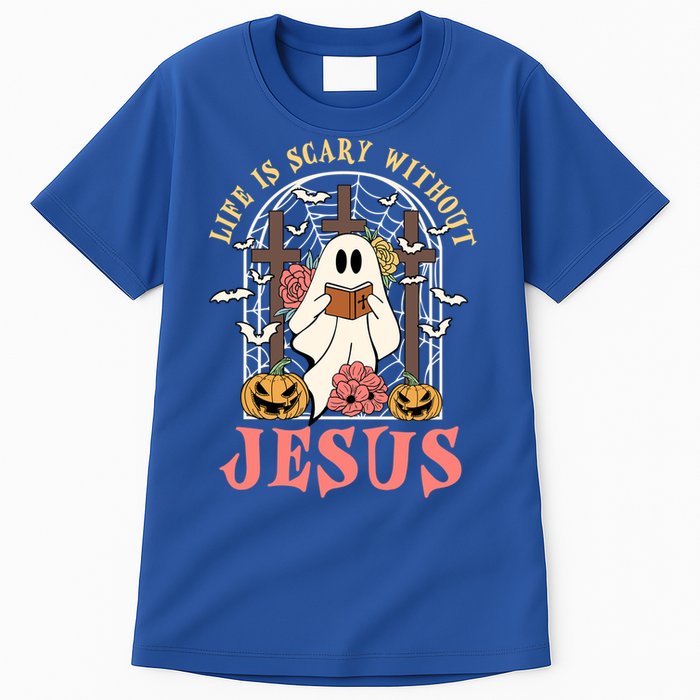 Halloween Christian Life Is Scary Without Jesus Lover Groovy Cute Gift Tall T-Shirt