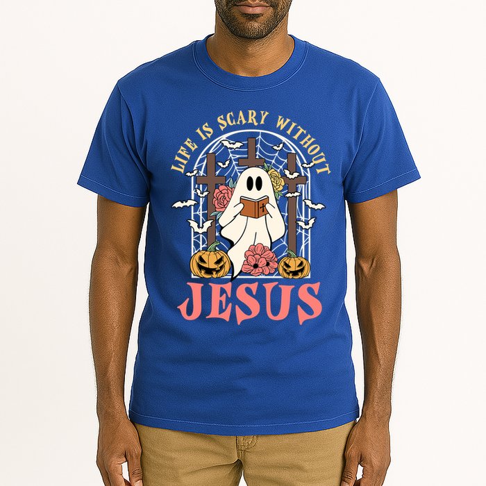 Halloween Christian Life Is Scary Without Jesus Lover Groovy Cute Gift Tall T-Shirt