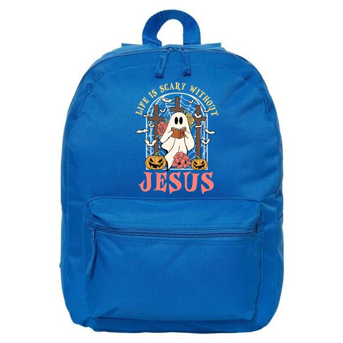 Halloween Christian Life Is Scary Without Jesus Lover Groovy Cute Gift 16 in Basic Backpack