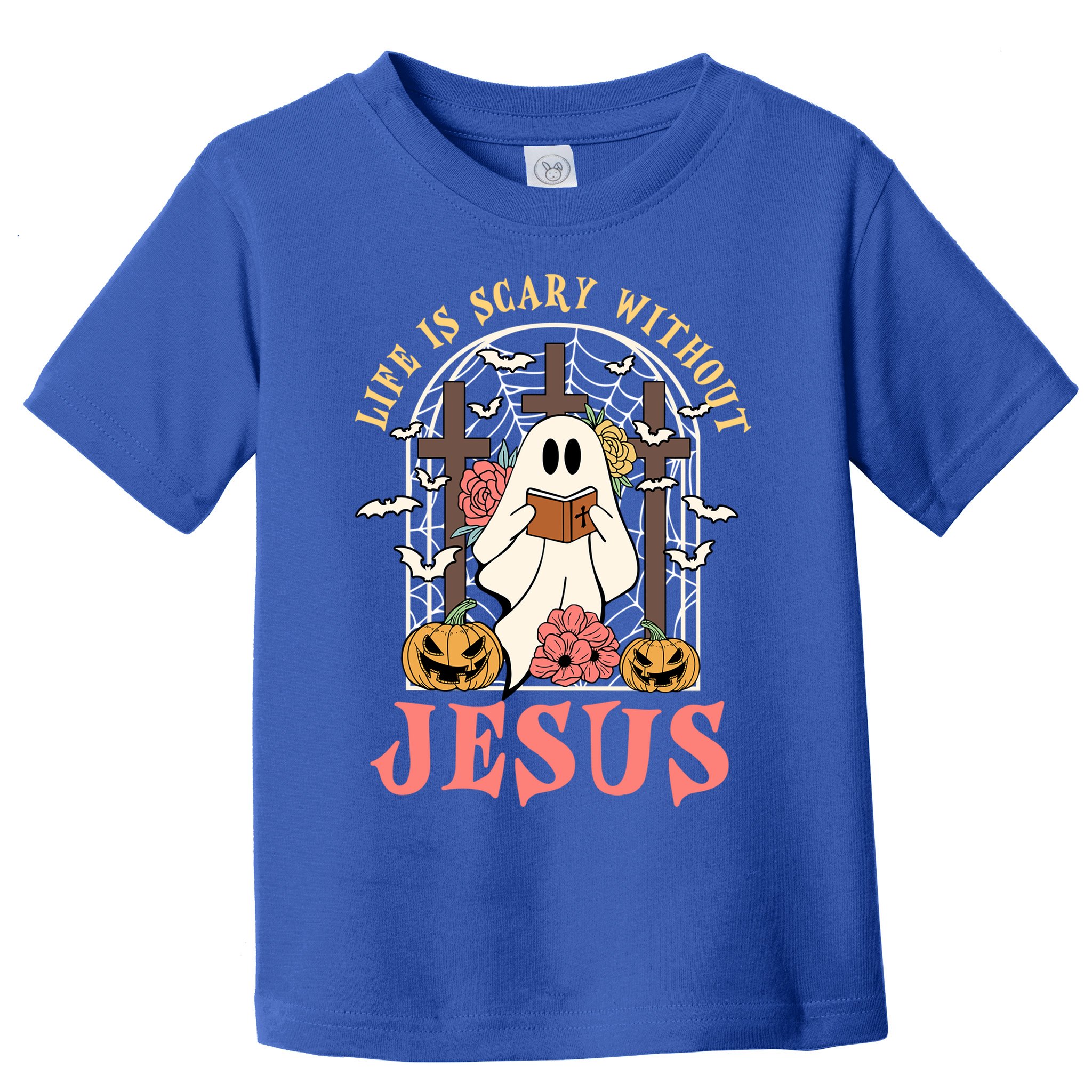 Halloween Christian Life Is Scary Without Jesus Lover Groovy Cute Gift Toddler T-Shirt
