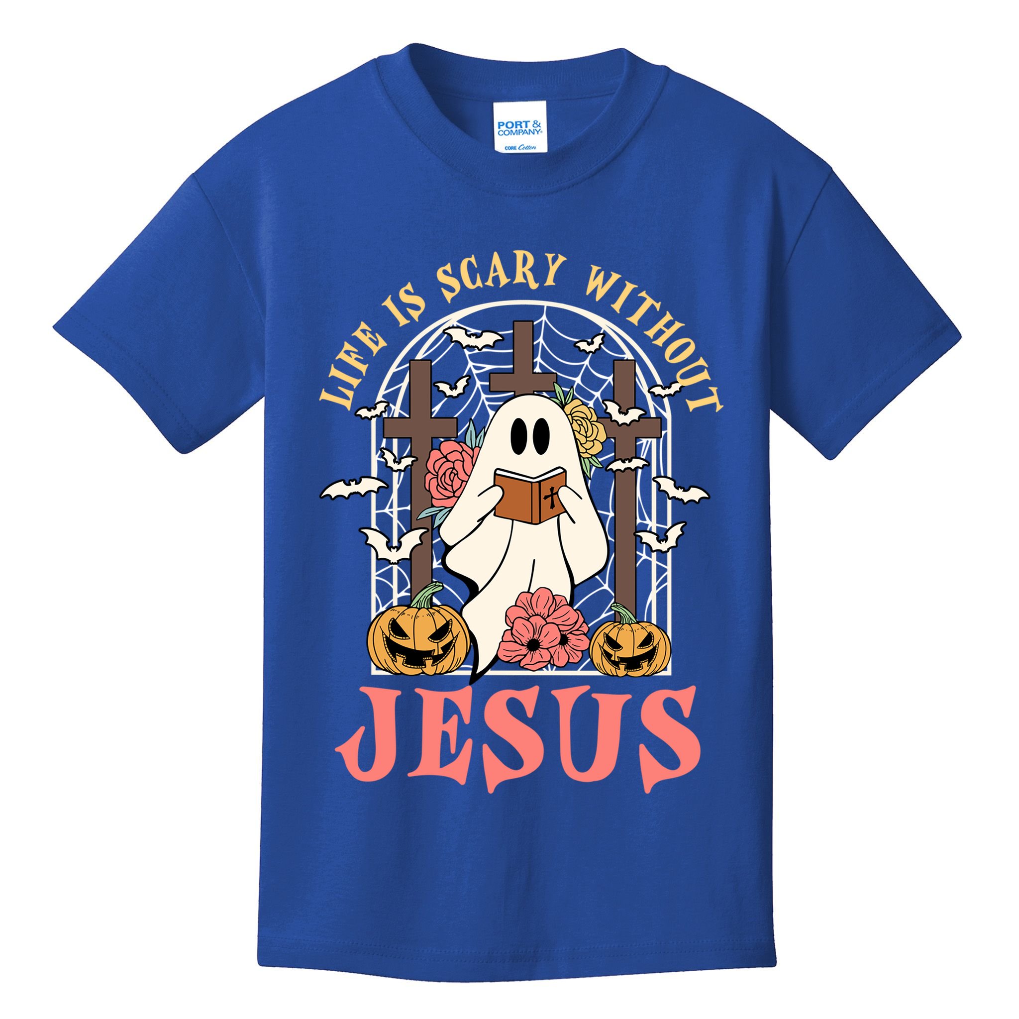 Halloween Christian Life Is Scary Without Jesus Lover Groovy Cute Gift Kids T-Shirt
