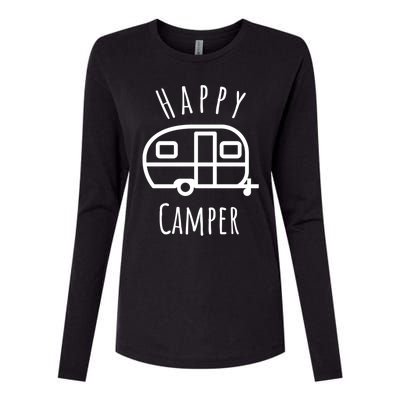 Happy Camper Lake Life Campfire Bonfire Camping Gift Womens Cotton Relaxed Long Sleeve T-Shirt