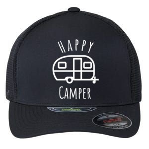 Happy Camper Lake Life Campfire Bonfire Camping Gift Flexfit Unipanel Trucker Cap