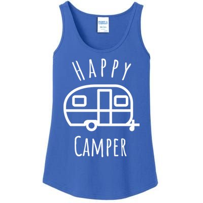 Happy Camper Lake Life Campfire Bonfire Camping Gift Ladies Essential Tank