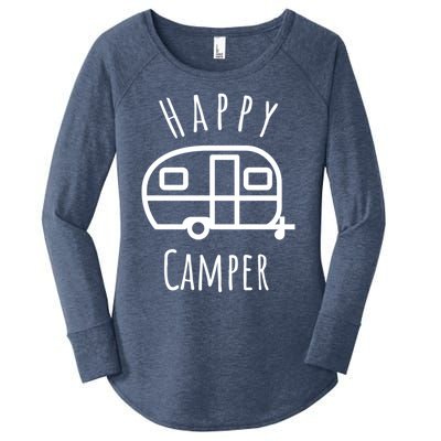 Happy Camper Lake Life Campfire Bonfire Camping Gift Women's Perfect Tri Tunic Long Sleeve Shirt