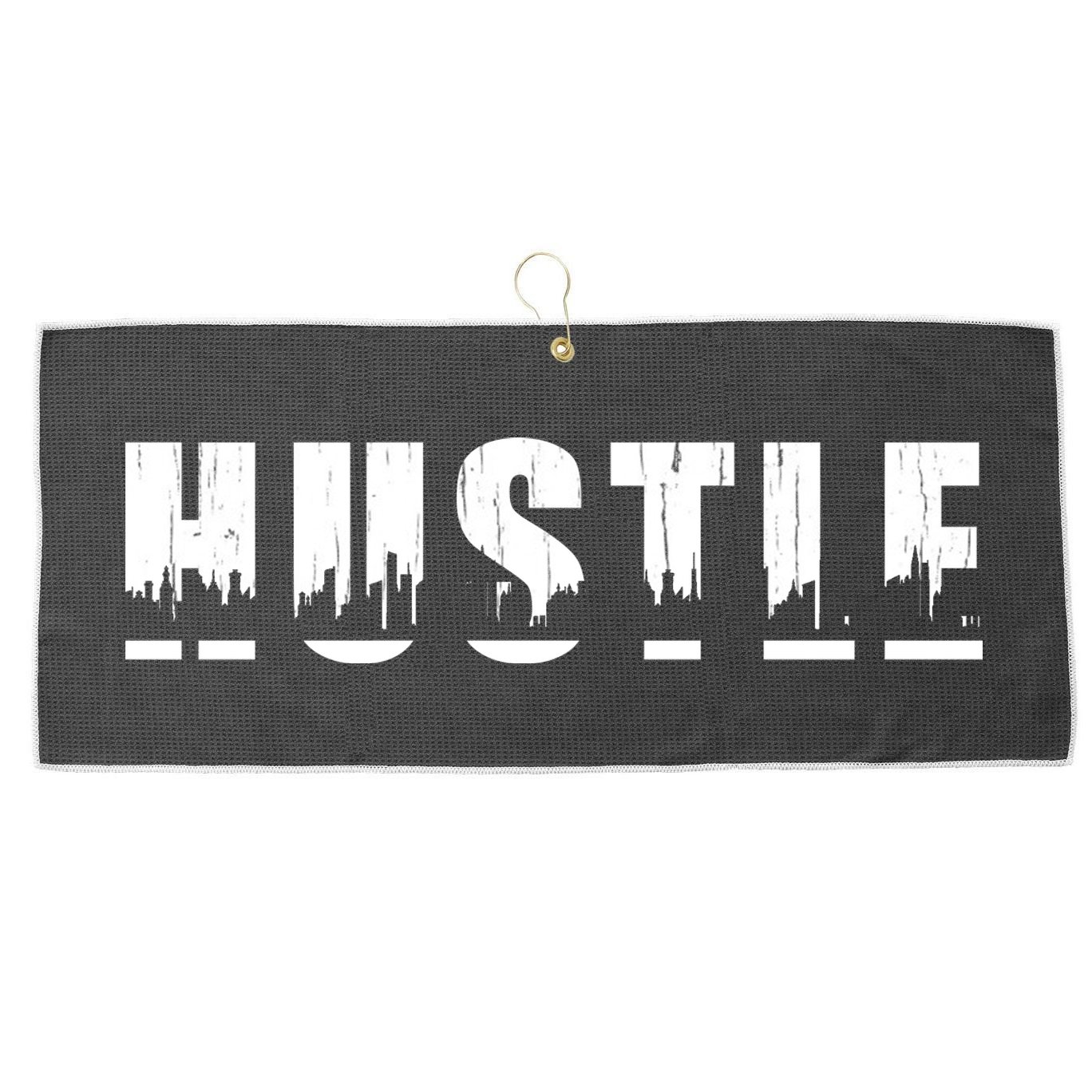 Hustle City Logo Large Microfiber Waffle Golf Towel